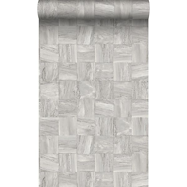 Origin Luxury Wallcoverings Tapete Quadratische Holzstücke Hellgrau 53 Cm X günstig online kaufen