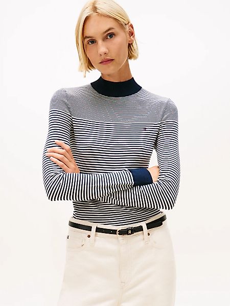 Tommy Hilfiger Strickpullover "CO JERSEY FINE GG MOCK-NK LS SWT" günstig online kaufen