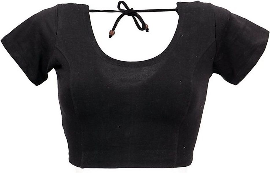 Guru-Shop T-Shirt Choli Top, kurzes Top Goa-chic - schwarz Ethno Style, alt günstig online kaufen