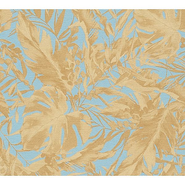 AS Creation Vliestapete Blätter 10,05 x 0,53 m Blau-Gold FSC® günstig online kaufen