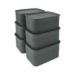 relaxdays Aufbewahrungsbox mit Deckel 6er Set, günstig online kaufen