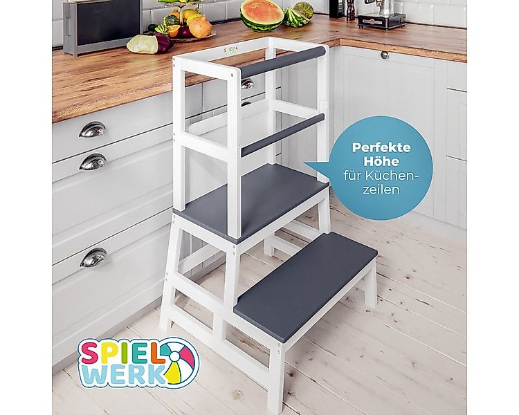 Spielwerk Stehhilfe, Lernturm ab 2 Jahren mit Tafel Montessori Tritthocker günstig online kaufen