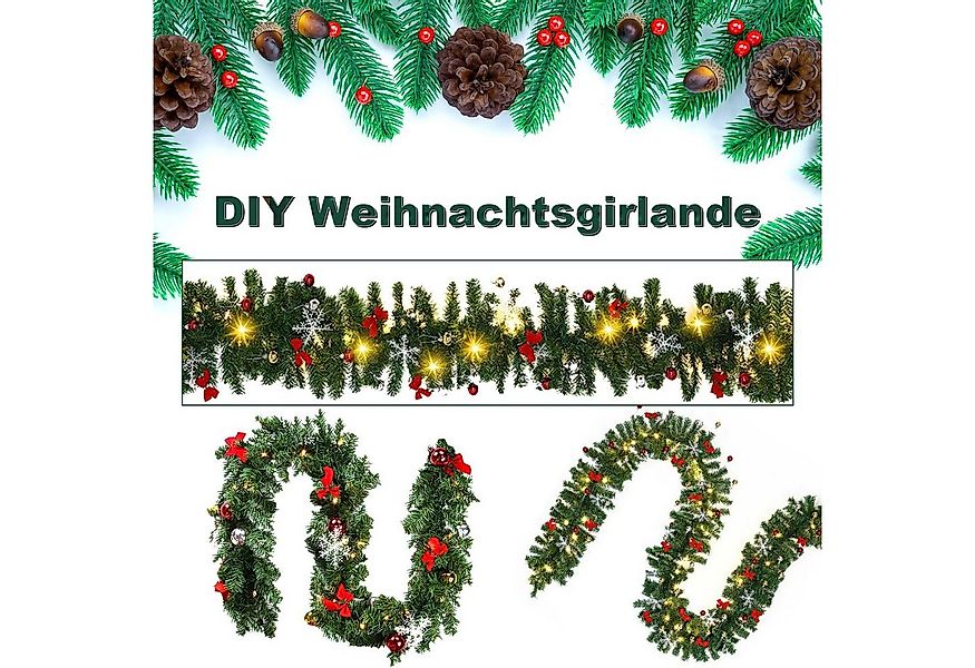 Kunstgirlande Weihnachtsgirlande mit Beleuchtung 5M 100 LED warmweiß Tanne, günstig online kaufen