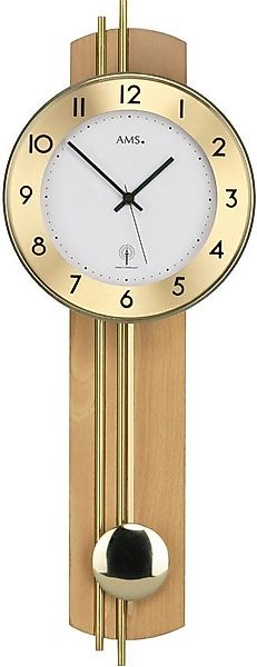 AMS Funk-Pendelwanduhr F5266/18 (Quarzuhr, Holzgehäuse, Buche,Esszimmer,Woh günstig online kaufen