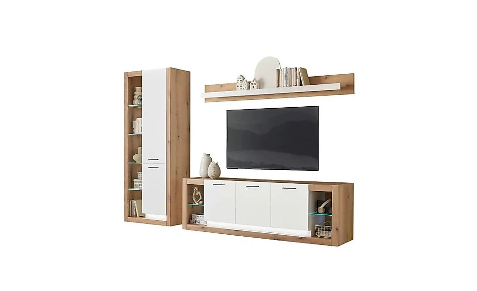 Wohnwand  Busso ¦ braun ¦ Maße (cm): B: 298 H: 195 T: 43.0 Kommoden & Sideb günstig online kaufen