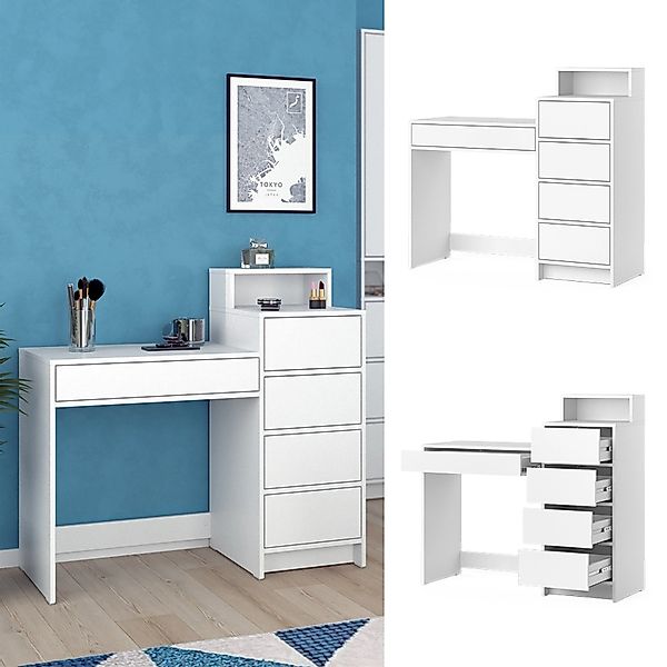 Vicco Schminktisch Naara Weiß 110.5 cm mit 5 Schubladen günstig online kaufen
