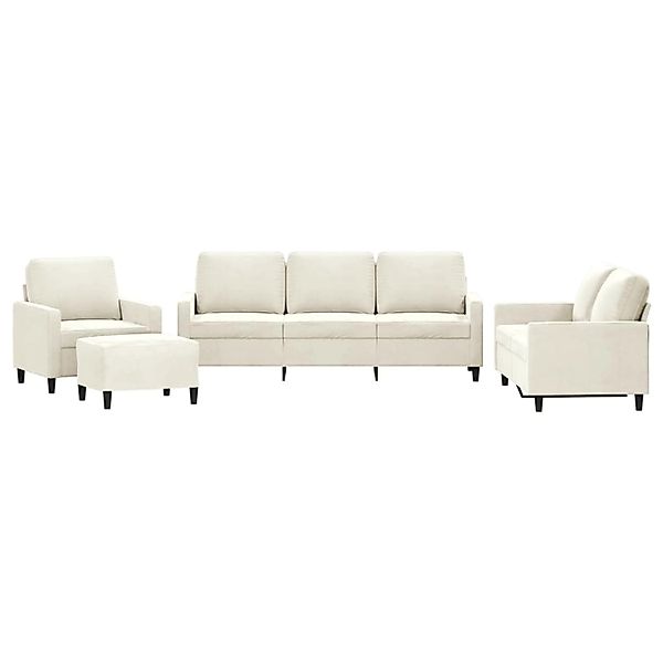vidaXL 4-Tlg Sofagarnitur mit Kissen Creme Samt 3201494 günstig online kaufen