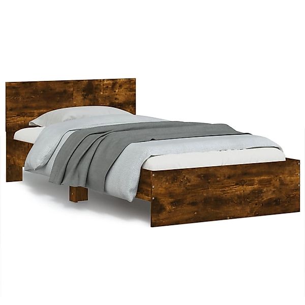vidaXL Bettgestell mit Kopfteil & LED-Leuchten Räuchereiche 100x200 cm 8388 günstig online kaufen