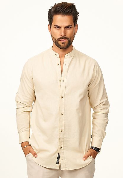 behype Langarmhemd aus Leinen im Regular-Fit günstig online kaufen