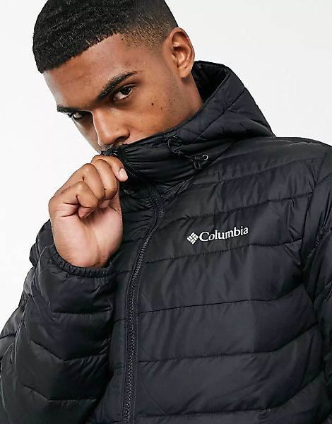 Columbia – Powder Lite – Schwarze Jacke mit Kapuze günstig online kaufen