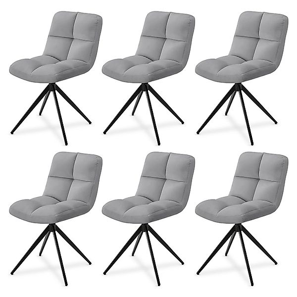 Juskys Drehstuhl Dallas 6er Set Samt Hellgrau günstig online kaufen