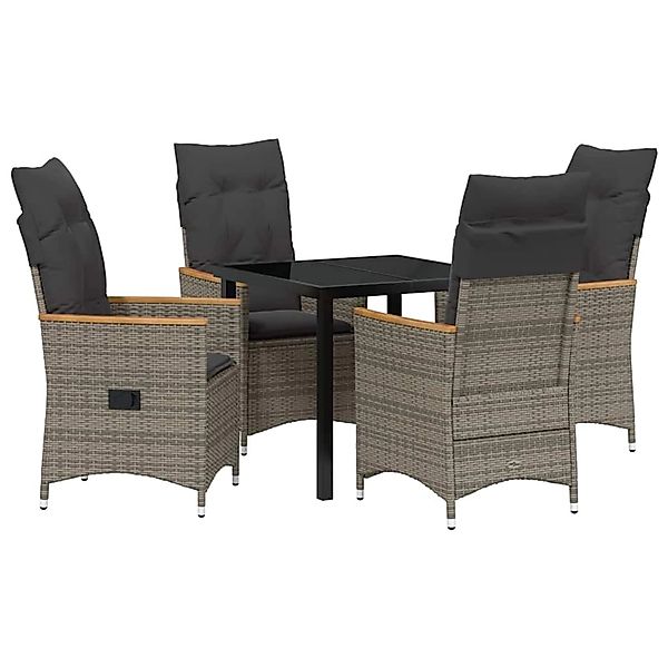 vidaXL Garten Essgruppe mit Kissen 5-Tlg Grau Poly Rattan 3379619 günstig online kaufen
