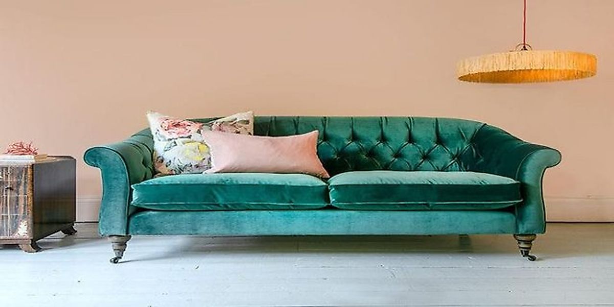 Xlmoebel Chesterfield-Sofa Neu Chesterfield Dreisitzer Stoffsofa Wohnzimmer günstig online kaufen