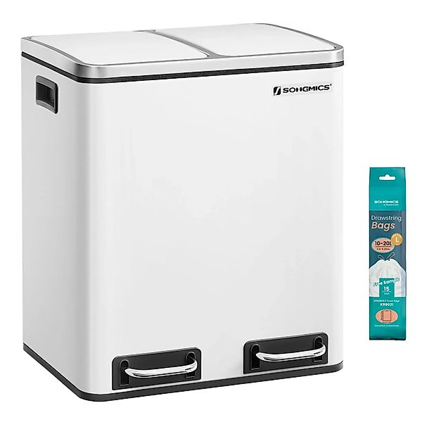 Songmics Mülleimer Pary 2 Fächer x 15, Weiß günstig online kaufen