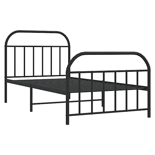 vidaXL Bettgestell mit Kopfteil und Fußteil Metall Schwarz 107x203 cm 35364 günstig online kaufen