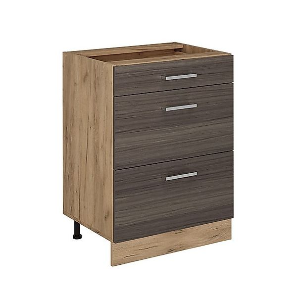 Vicco Unterschrank R-Line, Edelgrau/Goldkraft Eiche, 60 cm mit Schubladen, günstig online kaufen