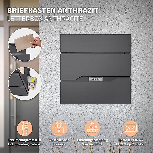 ML-DESIGN Standbriefkasten Briefkasten Postkasten mit Zeitungsfach, günstig online kaufen
