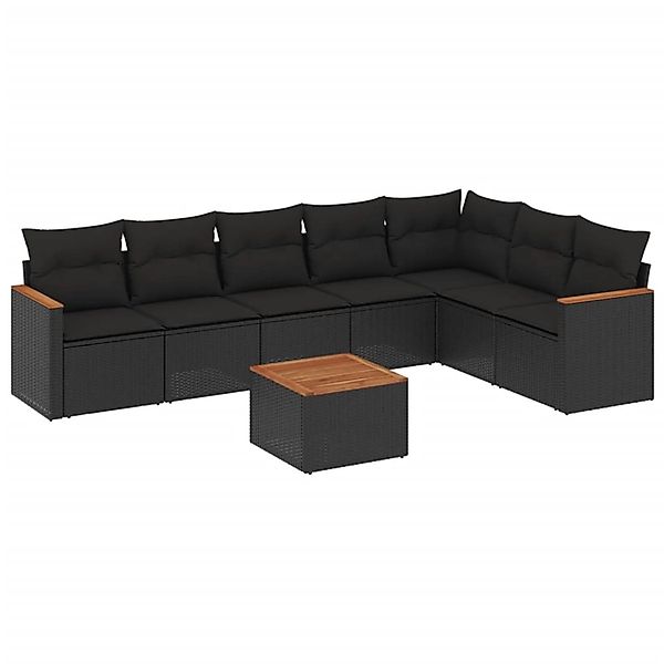 vidaXL 8-Tlg Garten-Sofagarnitur mit Kissen Schwarz Poly Rattan 3226034 günstig online kaufen
