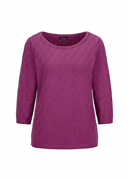 GOLDNER Rundhalspullover "Kurzgröße Halbarm Baumwollpullover mit Struktur" günstig online kaufen