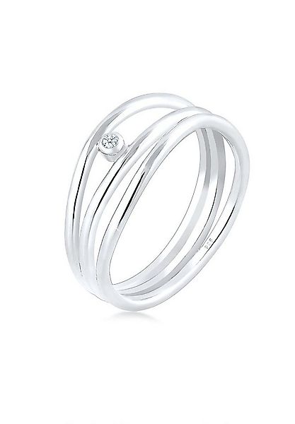 Elli DIAMONDS Diamantring Wickelring Asymmetrisch Diamant (0.015ct) Silber günstig online kaufen