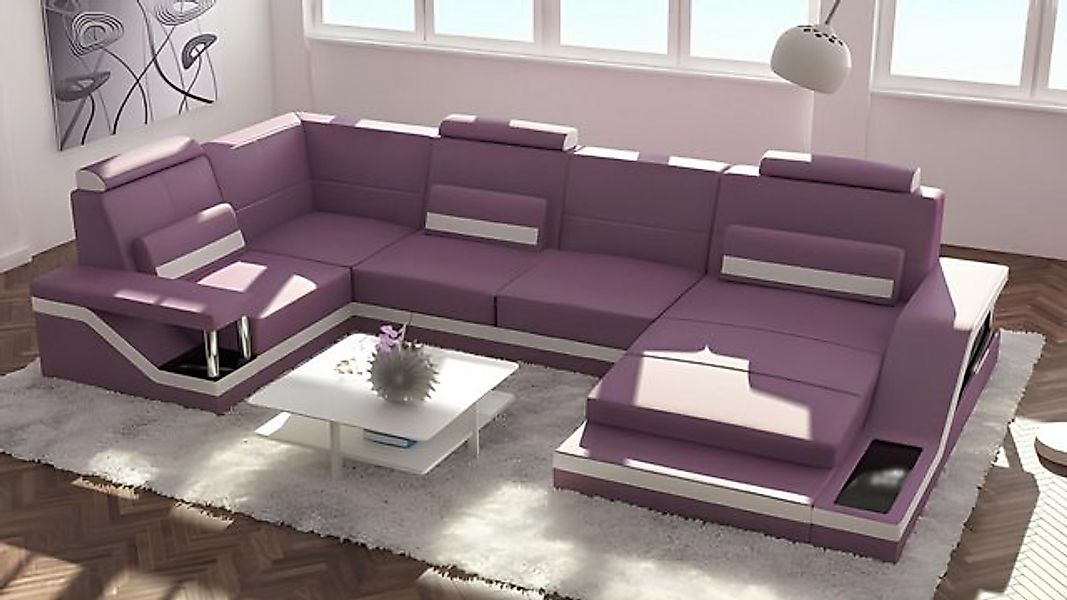 JVmoebel Ecksofa Wohnlandschaft Sofa mit USB Polster Ecksofa Garnitur Texti günstig online kaufen