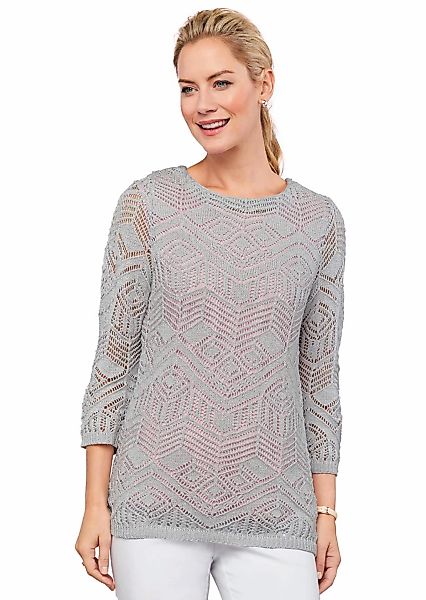 GOLDNER Strickpullover "Kurzgröße Sommerlicher Strickpullover mit Ajourmust günstig online kaufen
