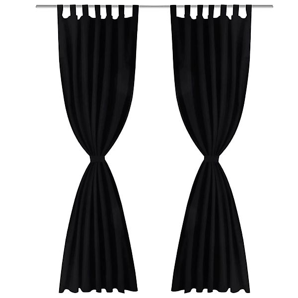 Vorhänge Gardienen Aus Satin 2-teilig  140 X 225 Cm Schwarz günstig online kaufen