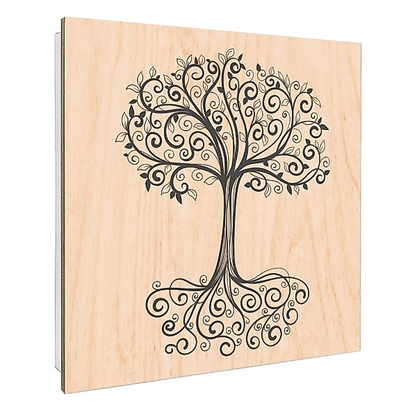 Banjado Schlüsselkasten mit Holzfront 30x30cm Weiß Scharnier Links 50 Haken günstig online kaufen