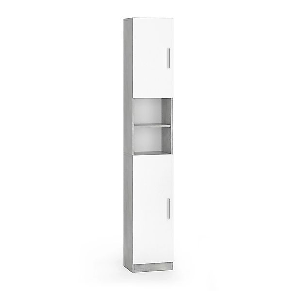 Vicco Badschrank Luis Beton/Weiß 32 x 190 cm günstig online kaufen