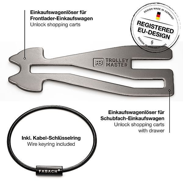 FABACH Schlüsselanhänger Trolley Master Schwarz Einkaufswagenlöser günstig online kaufen