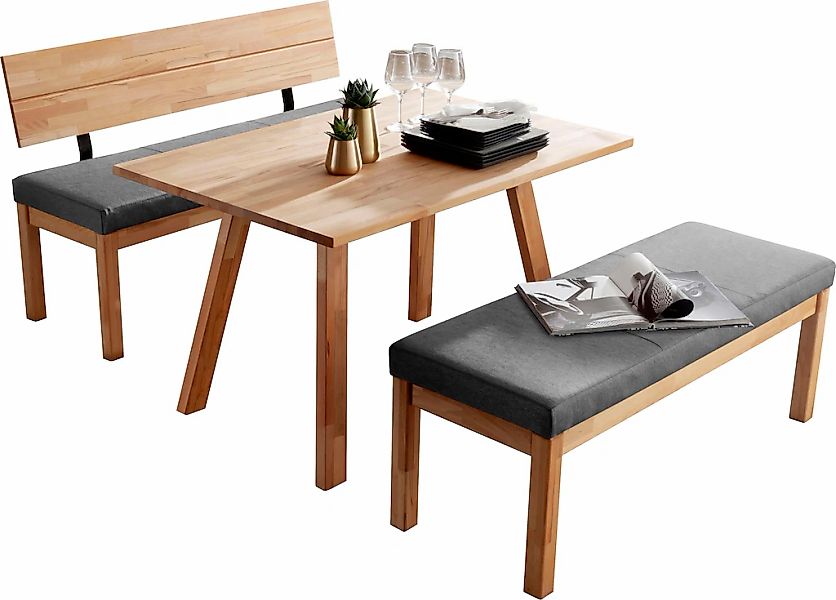 massivline&more Essgruppe »Roberto«, (3 tlg.), Tisch-Platte massiv keilverz günstig online kaufen