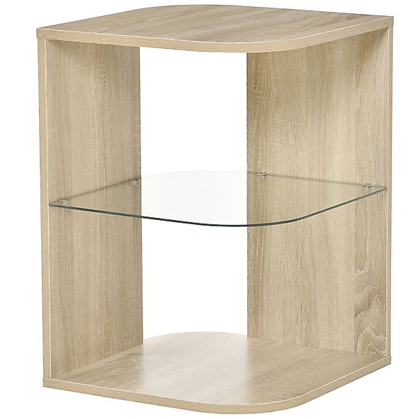 HOMCOM Beistelltisch Blumenhocker Design Zeitgenössisch Sofatisch Glasregal günstig online kaufen