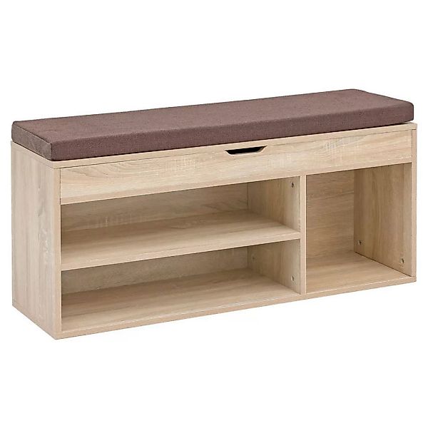 Schuhbank mit Sitzfläche Garderoben-Bank Holz 104x51x32 cm Sonoma | Holzban günstig online kaufen