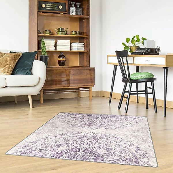 Teppich Mandala Aquarell Ornament violett günstig online kaufen