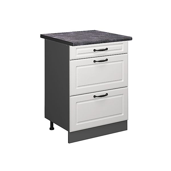 Vicco Küchenunterschrank R-Line Weiß Landhaus/Anthrazit 60 cm mit Schublade günstig online kaufen