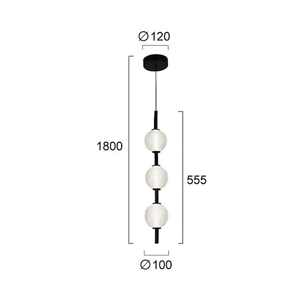 LED-Hängelampe Abeona, Ø 10 cm, schwarz, Metall/Glas, 3-flg. günstig online kaufen