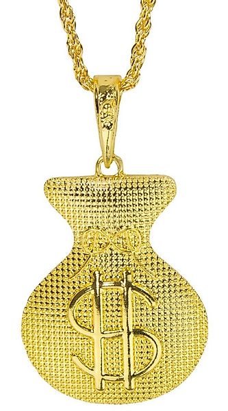 Das Kostümland Kostüm Geldsack mit Dollar Zeichen Halskette, Gold günstig online kaufen