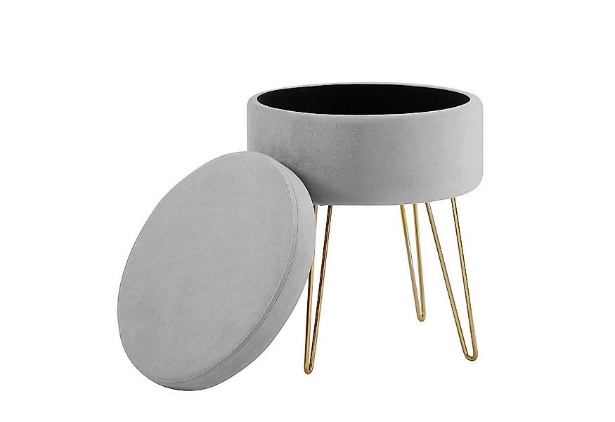 Zedelmaier Stauraumhocker Runder Hocker Samt Metallbeine Sitzhocker Ottoman günstig online kaufen