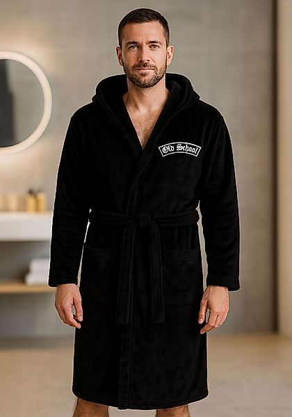deinshirt Bademantel Old School, lange Länge, 100% Polyester, Kapuze, Binde günstig online kaufen
