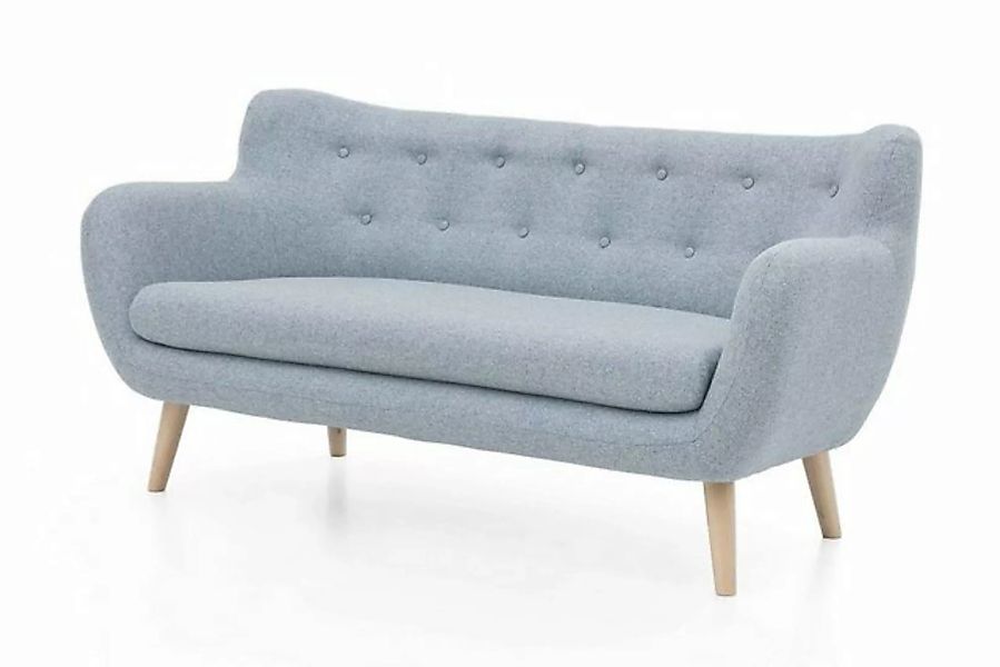 Möbelfreude 3-Sitzer Couchgarnitur Jana 3-Sitzer Pastellblau - Buche, Paste günstig online kaufen