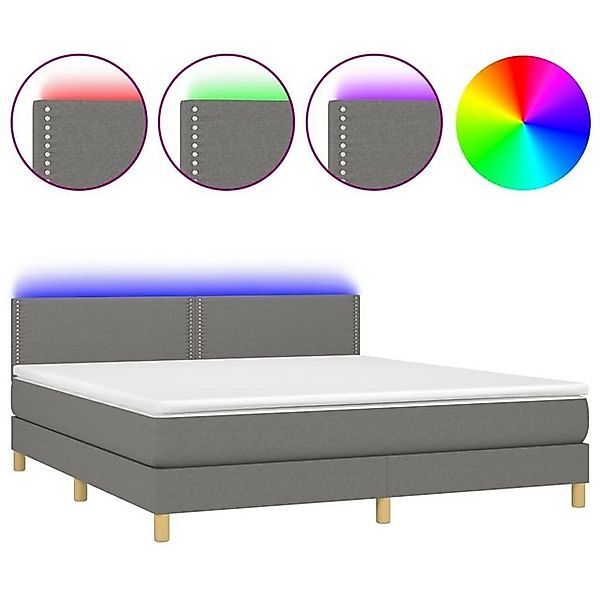 vidaXL Boxspringbett Boxspringbett mit Matratze LED Dunkelgrau 180x200 cm S günstig online kaufen