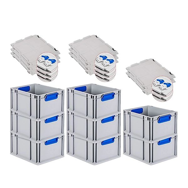 PROREGAL Spar Set 8x Eurobox Nextgen Color Mit Scharnierdeckel & Schiebesch günstig online kaufen