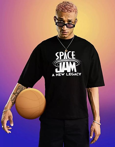 ASOS DESIGN – Space Jam: A New Legacy – Oversize-T-Shirt in Schwarz mit Auf günstig online kaufen