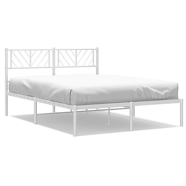 vidaXL Bettgestell, Bettrahmen mit Kopfteil Metall Weiß 120x190 cm günstig online kaufen