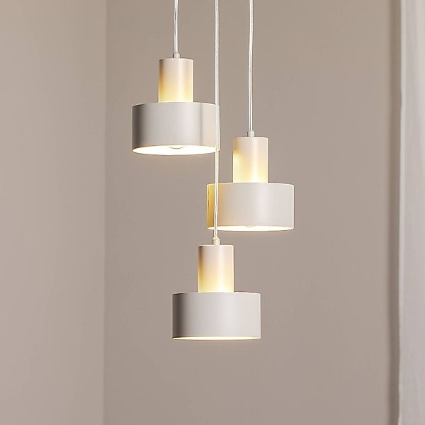 Hängeleuchte Rif 3, taupe, rund, 3-flammig, Ø 33 cm, Stahl günstig online kaufen