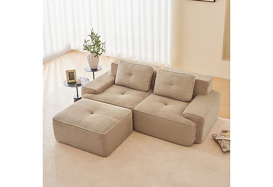 Leawin Sofa Boneless Modulsofa L-förmig Corduroy Tiefsitz mit Ottoman, Mode günstig online kaufen