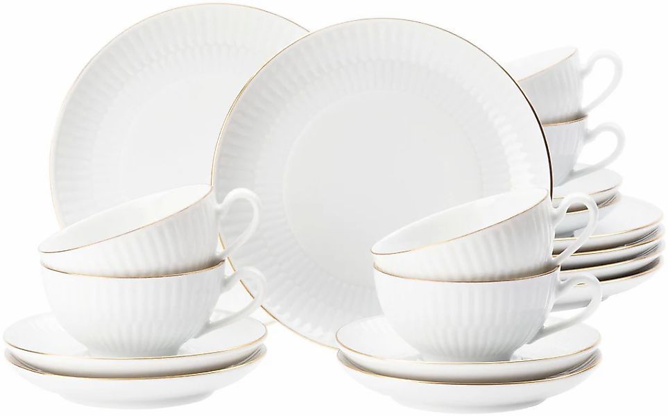 Seltmann Weiden Geschirr-Set "Teeservice 18-teilig klein Amina weiß mit Gol günstig online kaufen