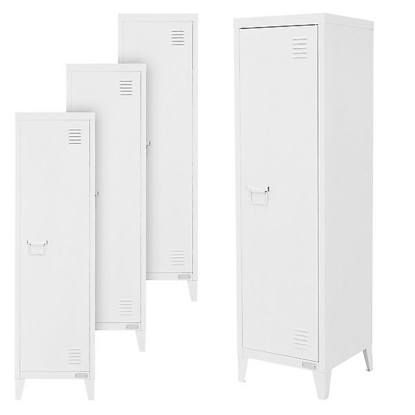 ML-Design 4Er Set Aktenschrank Hoch 38x38x137,5 cm Weiß aus Stahl günstig online kaufen