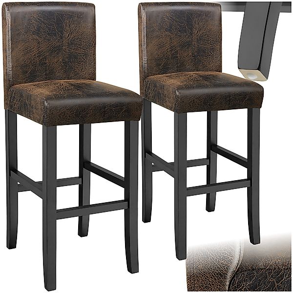 tectake Barhocker Barstuhl aus Kunstleder, gepolstert mit Rückenlehne, Stuh günstig online kaufen