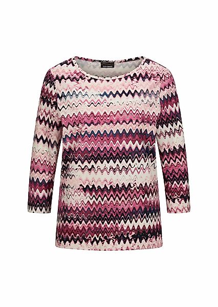GOLDNER Print-Shirt "Kurzgröße Halbarm-Viskosebluse, Zickzack-Design" Zickz günstig online kaufen